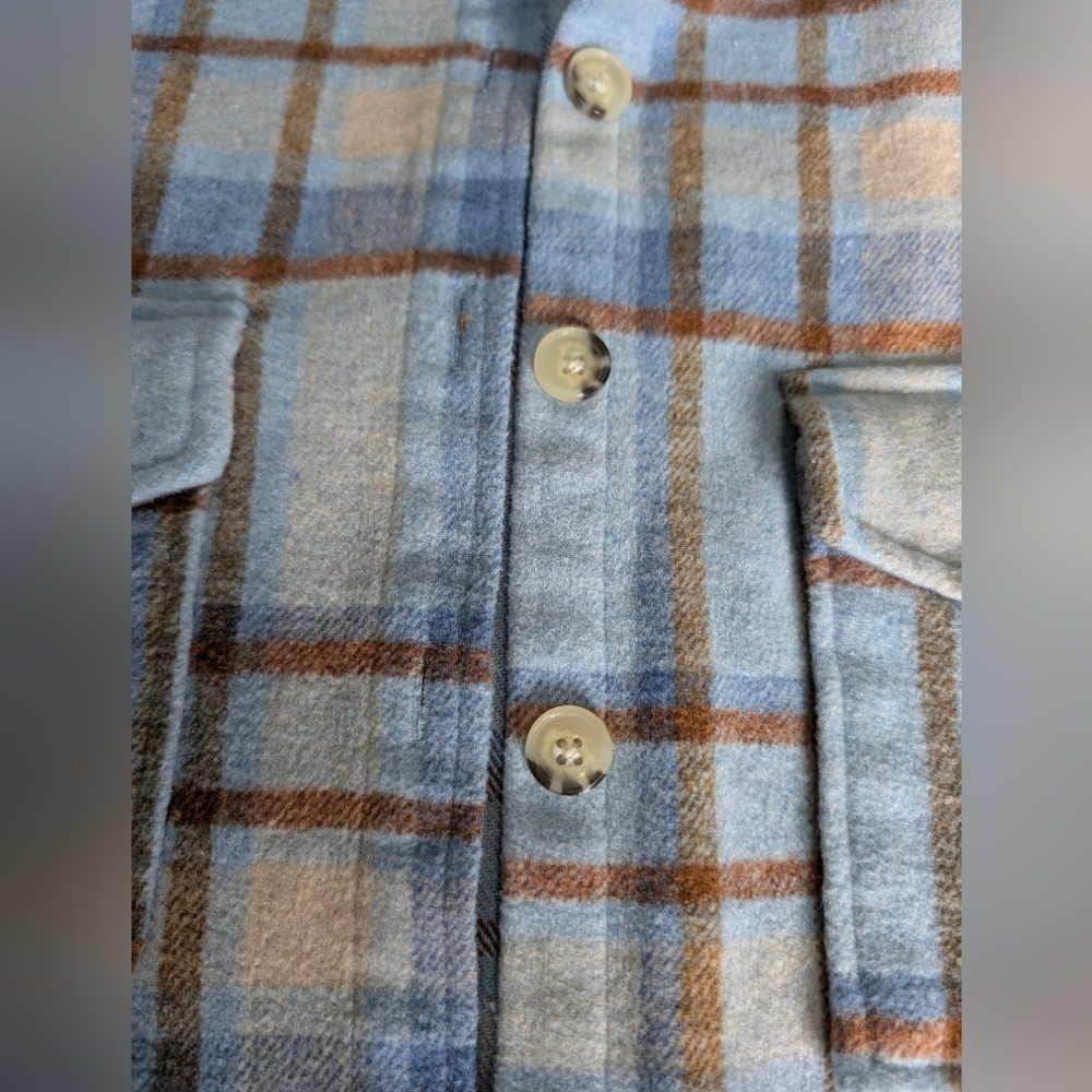 Ford Blue and Brown Plaid (Flannel) Button Up Shirt - Picture 3 of 10